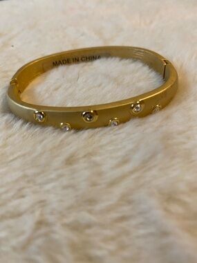 Matte Gold Hinged Crystal Bracelet